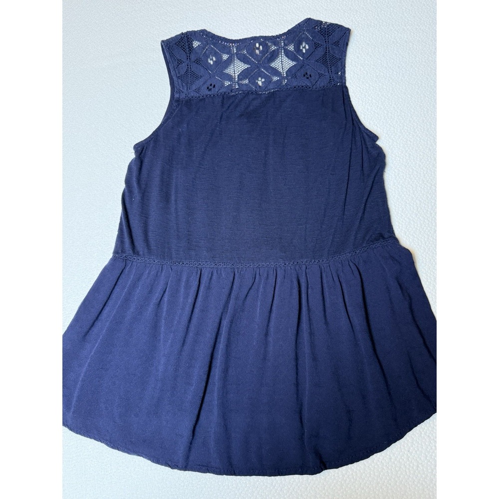 Knox Rose Navy Blue Boho Sleeveless Tunic Top Small Tassel - Picture 3 of 3